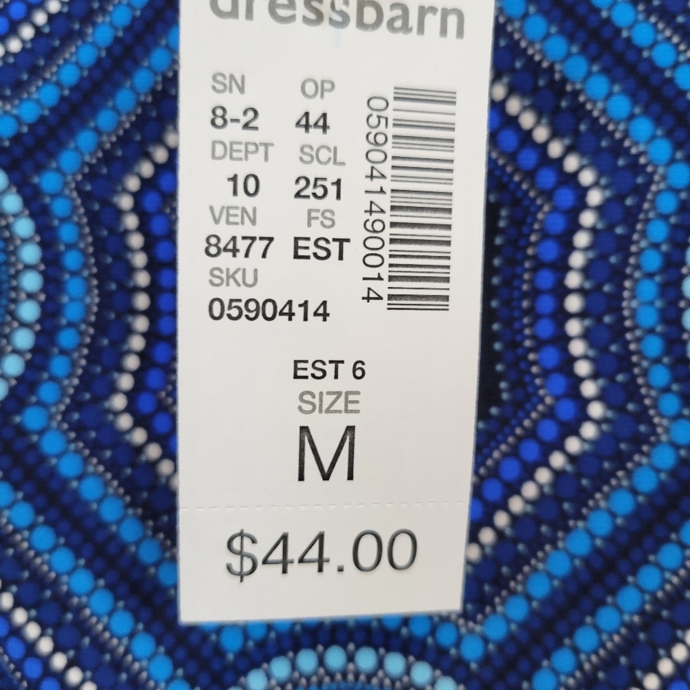 NEW - Dress Barn Midi Dress in Blue Geometric, Size: Medium - Picture 5 of 5